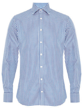 Pure Cotton Gingham Checked Twill Shirt Image 2 of 5