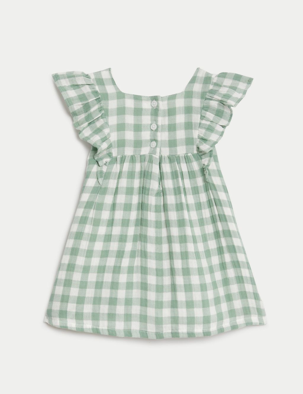 Pure Cotton Gingham Frill Dress (0-3 Yrs) 2 of 5