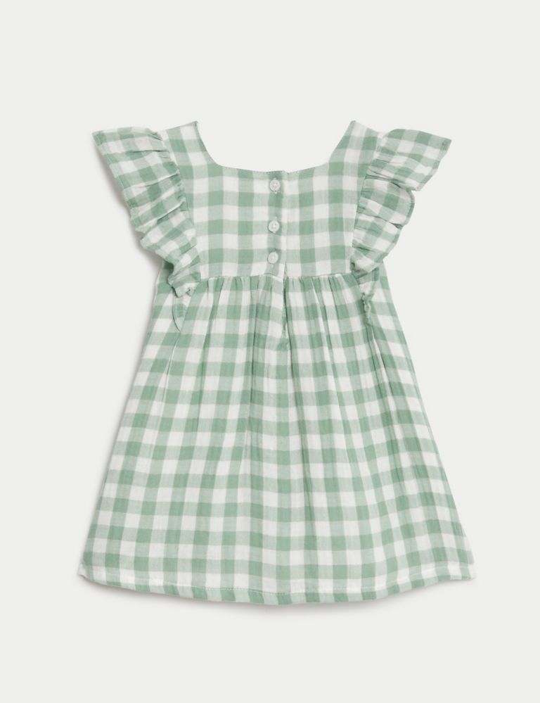 Pure Cotton Gingham Frill Dress (0-3 Yrs) 3 of 5