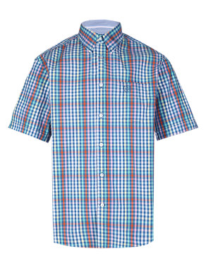 Pure Cotton Gingham Grid Checked Shirt Image 2 of 4