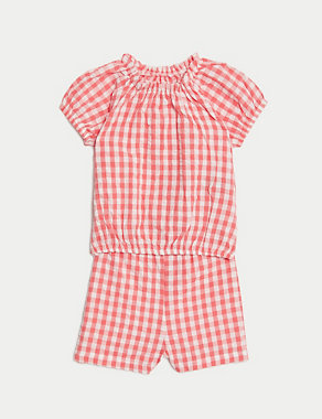 Pure Cotton Gingham Outfit (0-3 Yrs) Image 2 of 7