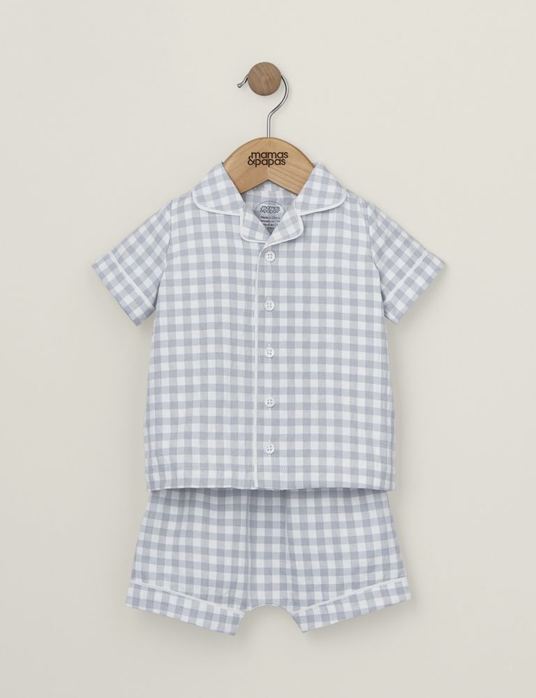 Pure Cotton Gingham Pyjama Set (3 Mths - 3 Yrs) 1 of 4