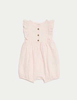 Pure Cotton Gingham Romper (0-3 Yrs) Image 2 of 5