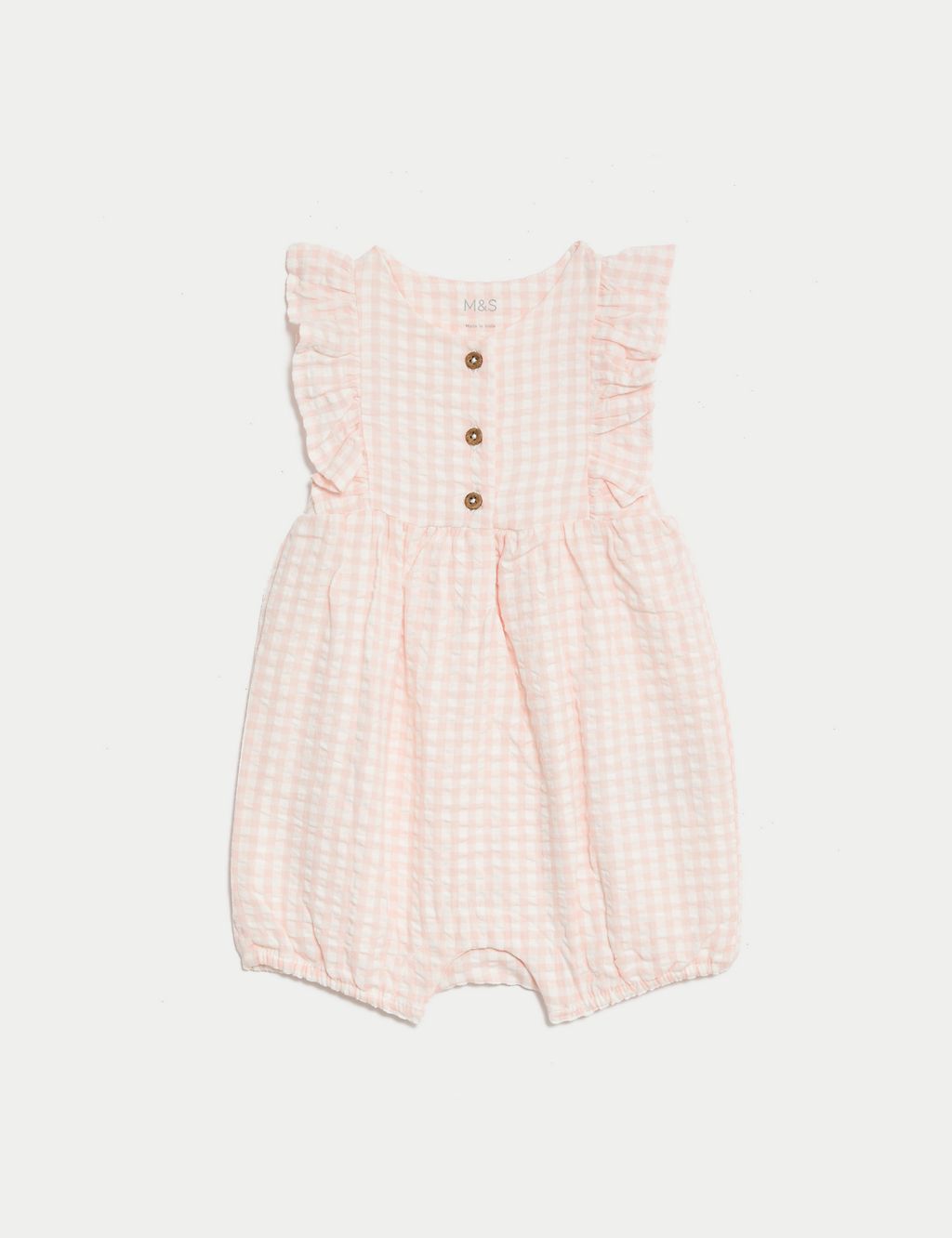 Pure Cotton Gingham Romper (0-3 Yrs) 1 of 5
