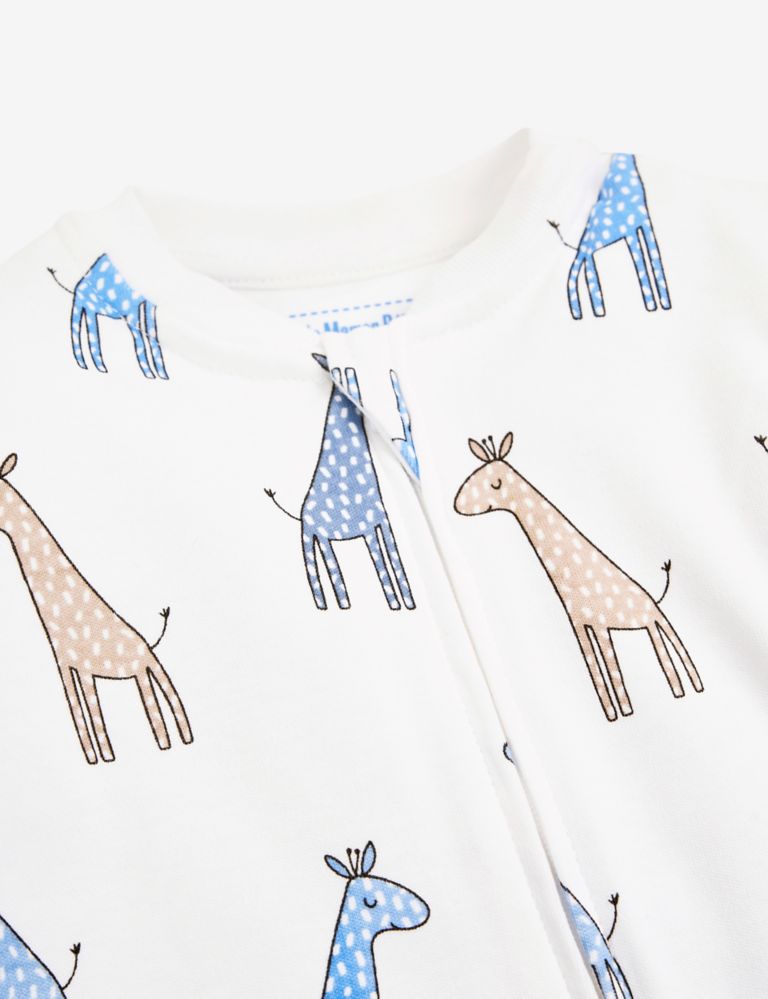 Pure Cotton Giraffe Zip Sleepsuit (7lbs-12 Mths) 3 of 3