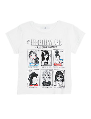 Pure Cotton Girl Print T-Shirt (5-14 Years) Image 2 of 3