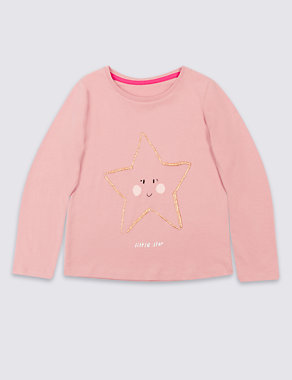 Pure Cotton Glitter Star Top (3 Months - 5 Years) Image 2 of 3