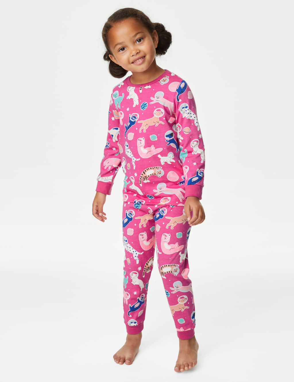 Pure Cotton Glow In The Dark Cat Pyjamas 1 8 Yrs M S