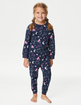 Pure Cotton Glow In The Dark Cat Pyjamas (1-8 Yrs)