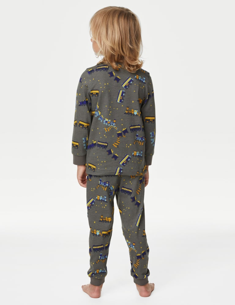 Pure Cotton Glow in the Dark Train Pyjamas 1 8 Yrs M S