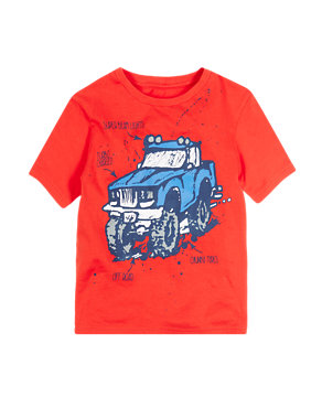 Pure Cotton Glow in the Dark Truck Print T-Shirt (1-7 Years) Image 2 of 3