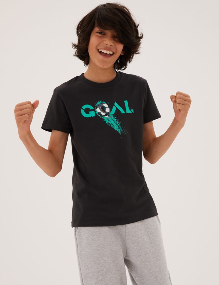 Pure Cotton Goal Slogan T-Shirt (6-16 Yrs) 1 of 4