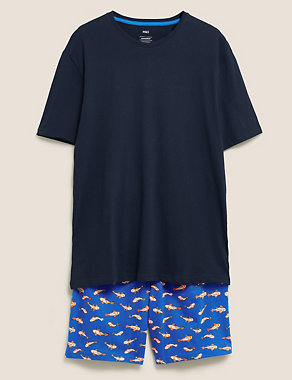Pure Cotton Goldfish Print Pyjama Set Image 2 of 5