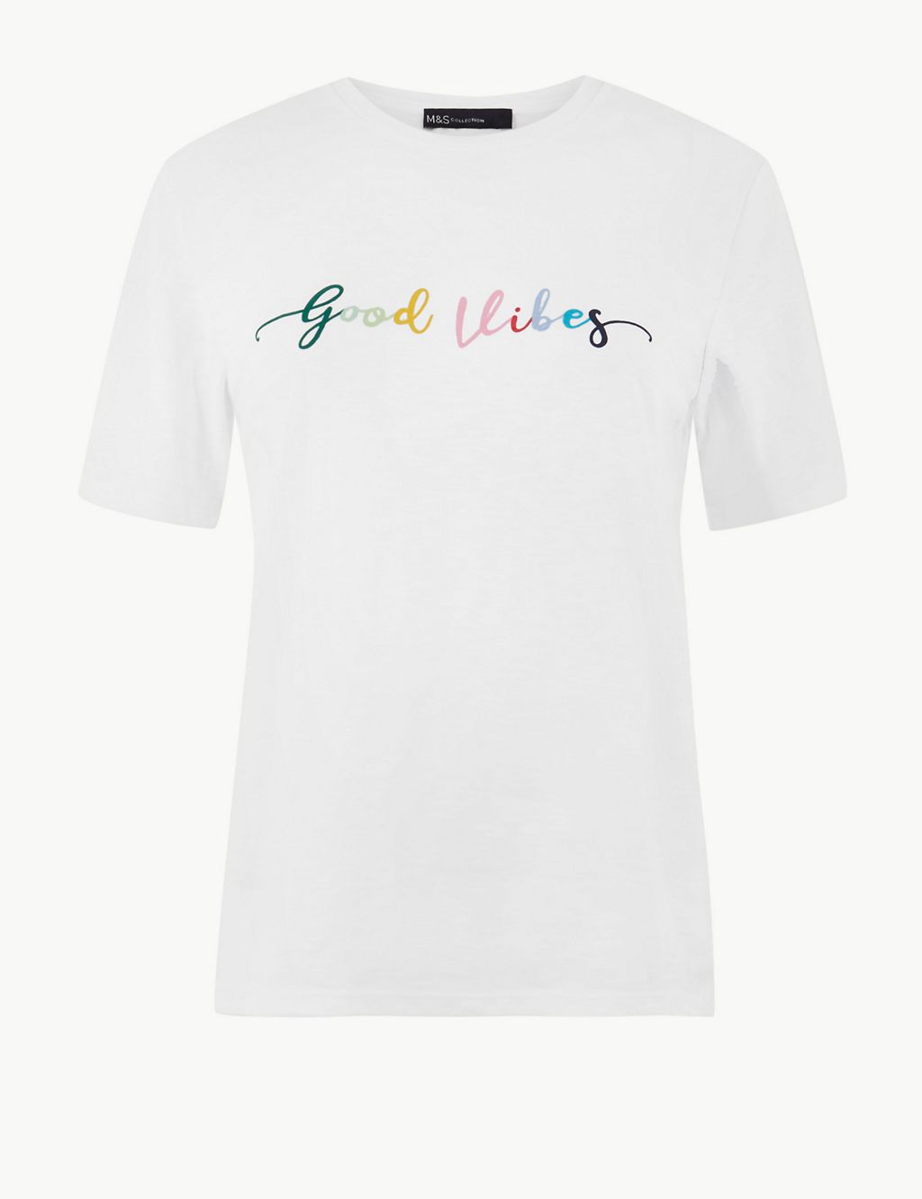 Pure Cotton Good Vibes Straight Fit T-Shirt 1 of 5