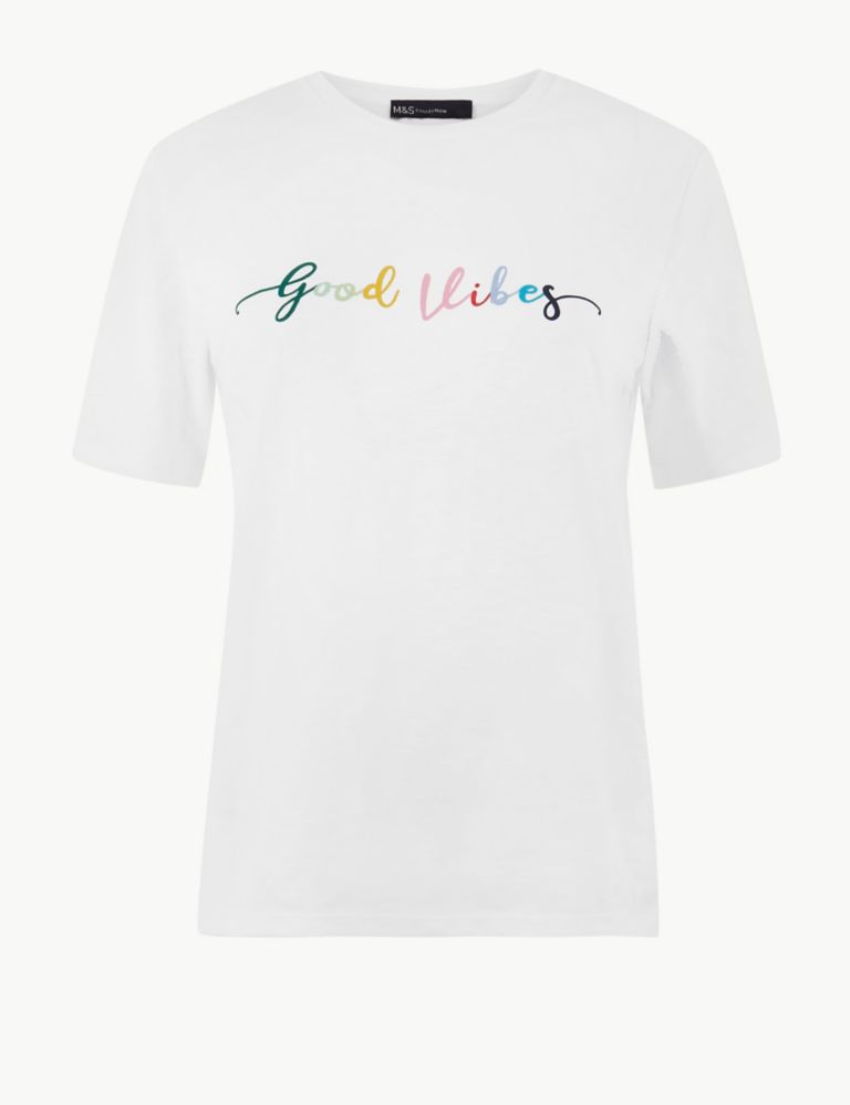 Pure Cotton Good Vibes Straight Fit T-Shirt 2 of 5