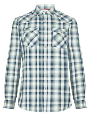 Pure Cotton Graded Checked Tailored Fit Shirt Image 2 of 4