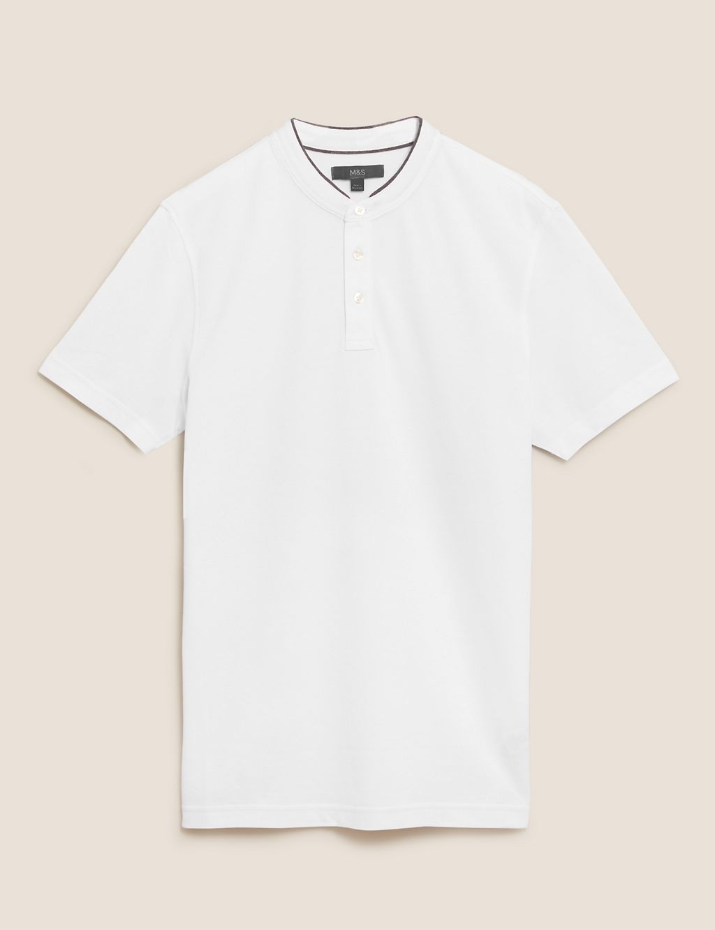 Pure Cotton Grandad Collar Polo Shirt 1 of 4