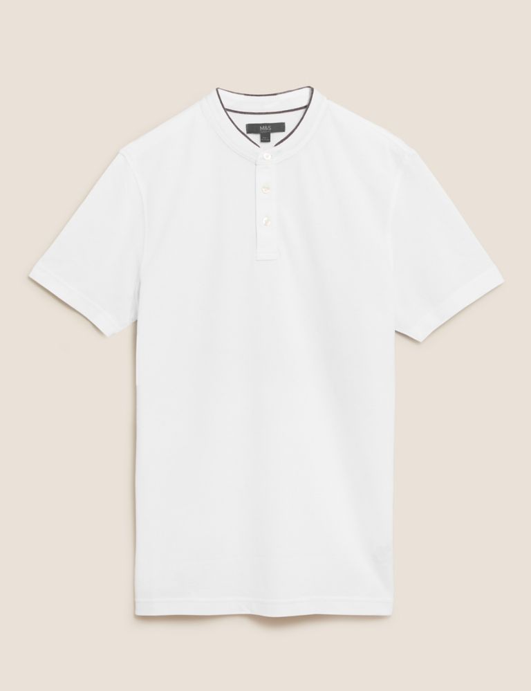 Pure Cotton Grandad Collar Polo Shirt 2 of 4