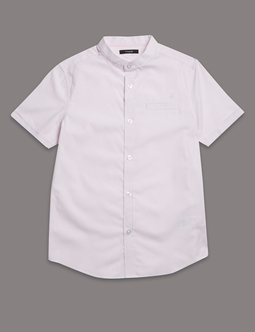 Pure Cotton Granddad Collar Shirt (5-14 Years) 1 of 3