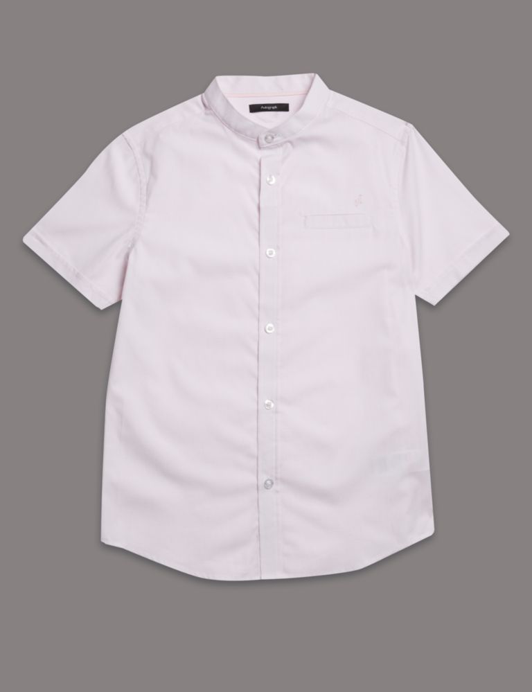 Pure Cotton Granddad Collar Shirt (5-14 Years) 2 of 3