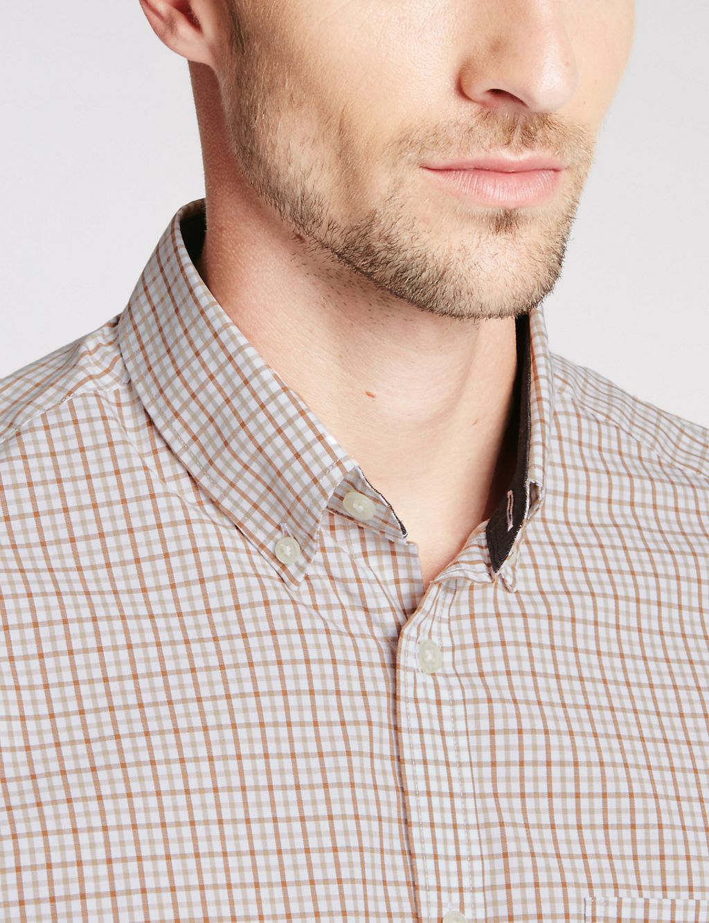 Pure Cotton Grid Check Shirt with Pocket 4 of 5