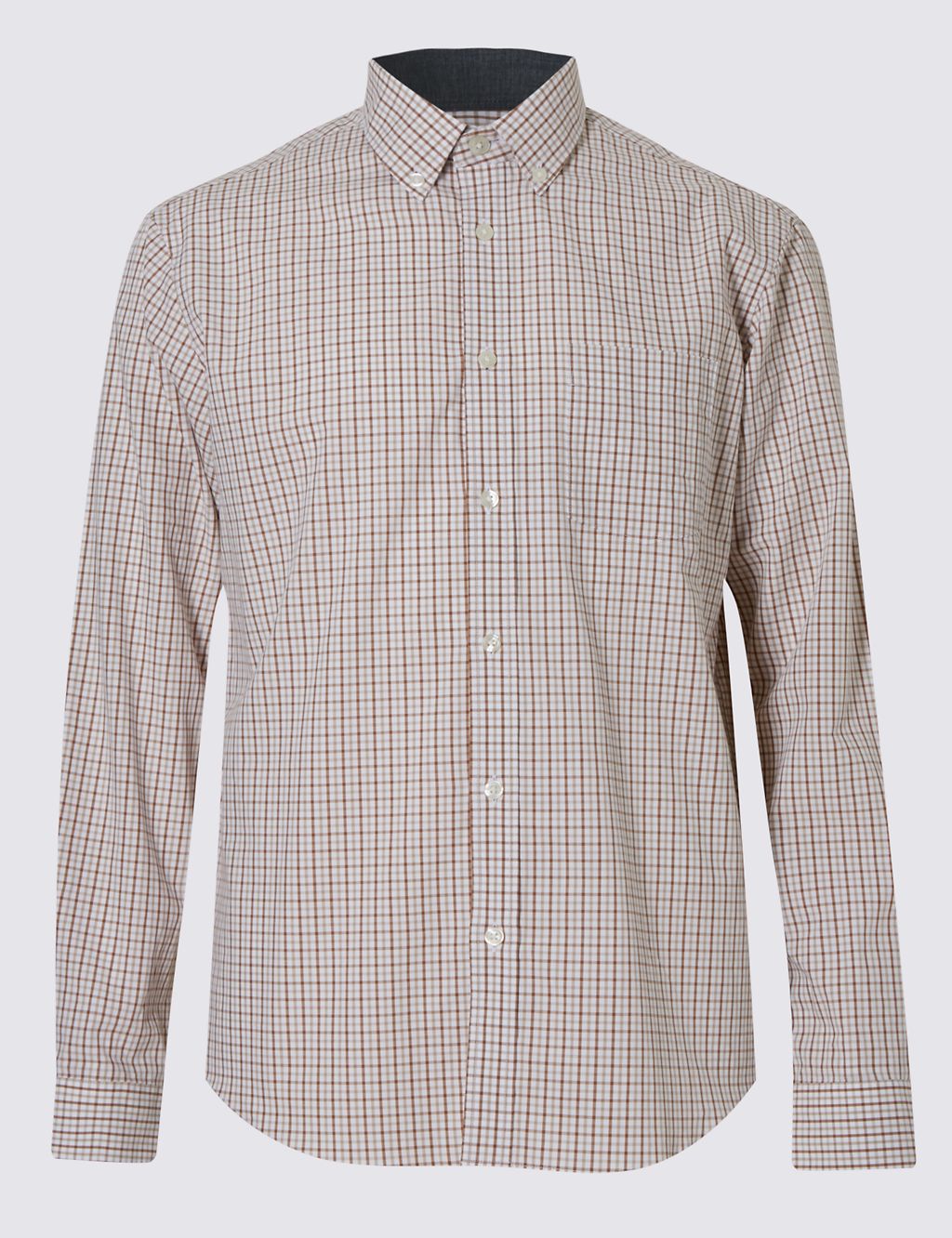 Pure Cotton Grid Check Shirt with Pocket 1 of 5