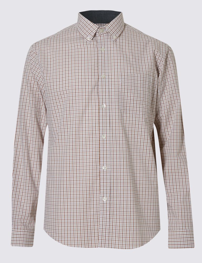 Pure Cotton Grid Check Shirt with Pocket 2 of 5