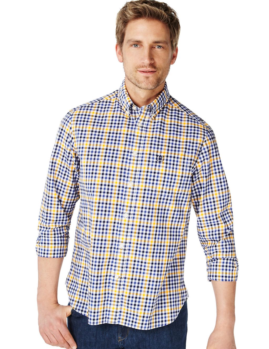 Pure Cotton Grid Checked Shirt 3 of 7