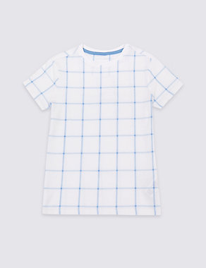 Pure Cotton Grid T-Shirt (3-16 Years) Image 2 of 3