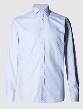 Pure Cotton Grid Weave Checked Shirt Image 2 of 5