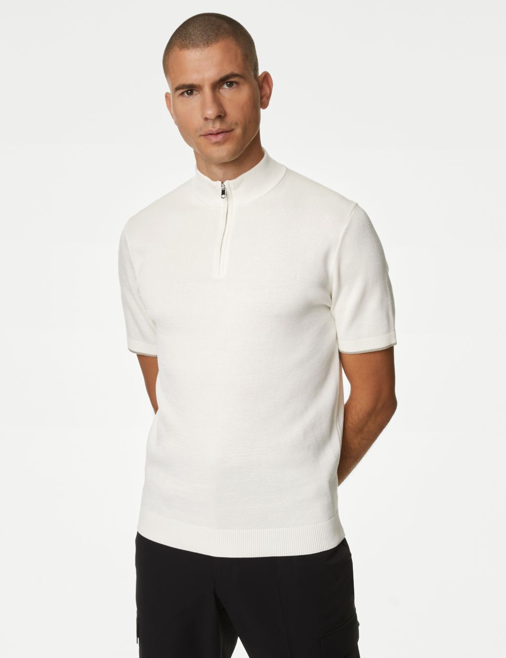 Pure Cotton Half Zip Knitted Polo Shirt 7 of 10