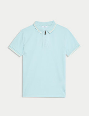 Pure Cotton Half Zip Polo Shirt (6-16 Yrs) Image 2 of 5