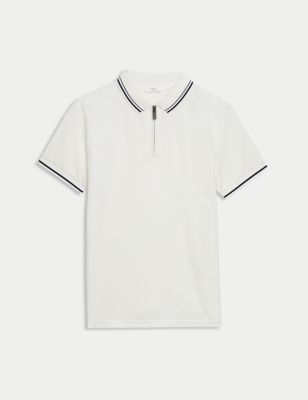 Pure Cotton Half Zip Polo Shirt (6-16 Yrs) Image 2 of 4