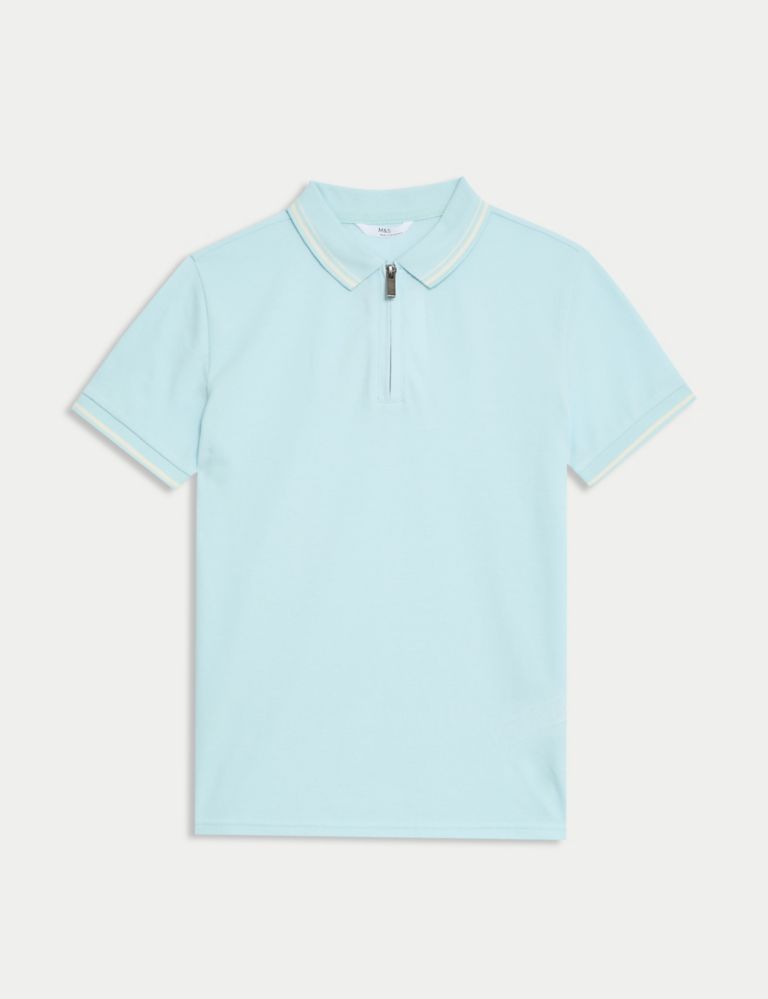 Pure Cotton Half Zip Polo Shirt (6-16 Yrs) 2 of 5