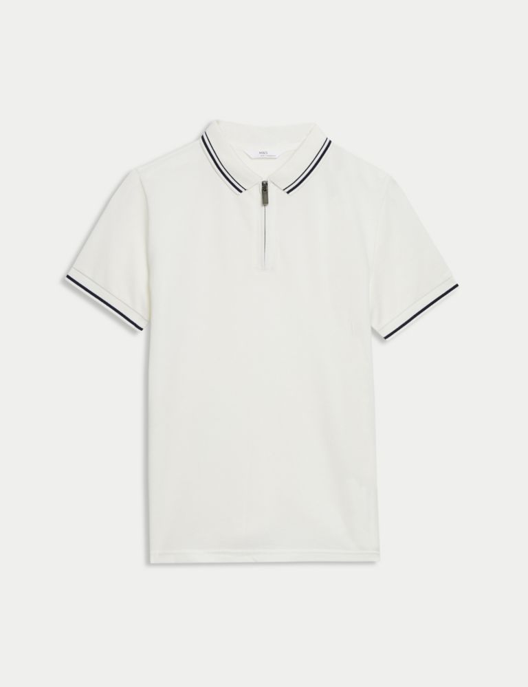 Pure Cotton Half Zip Polo Shirt (6-16 Yrs) 2 of 4