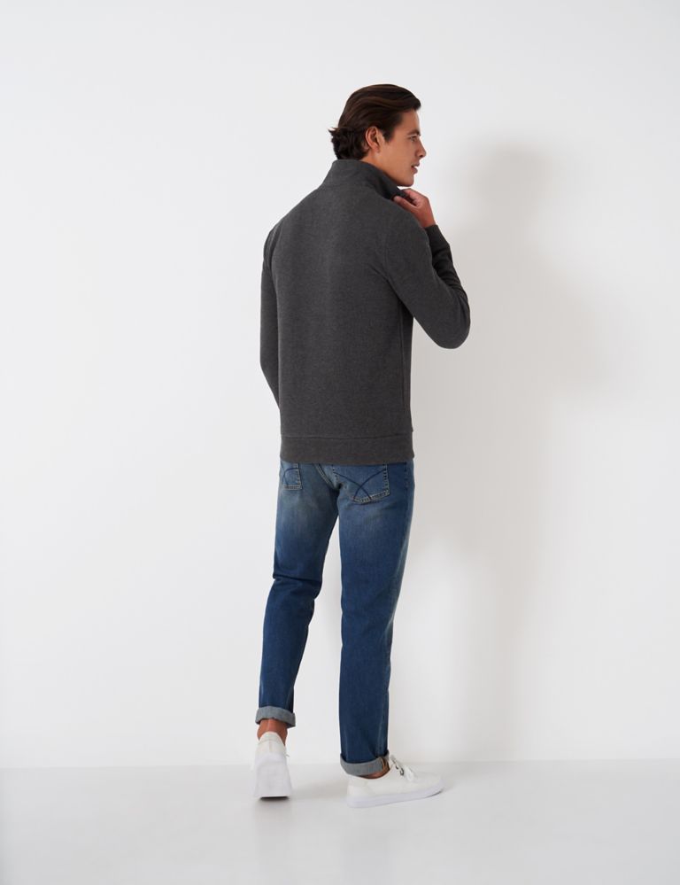 Pure Cotton Half Zip Sweatshirt | Crew Clothing | M&S