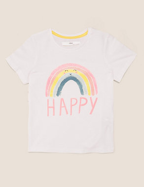 Pure Cotton Happy T-Shirt (2-7 Yrs) Image 2 of 4