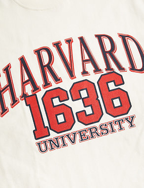 Pure Cotton Harvard Slogan T-Shirt (6-16 Yrs) Image 2 of 3