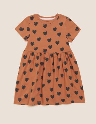 Pure Cotton Heart Dress (2-7 Yrs) | M&S