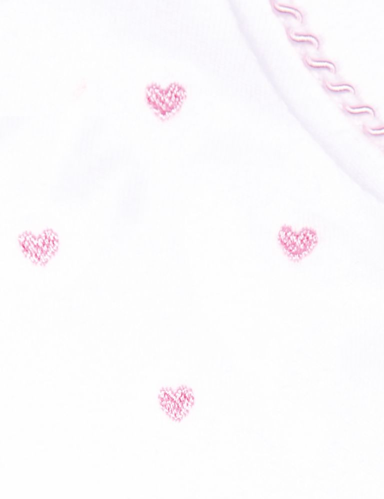 Pure Cotton Heart Embroidered Sleepsuit (6½lbs-9 Mths) 3 of 3