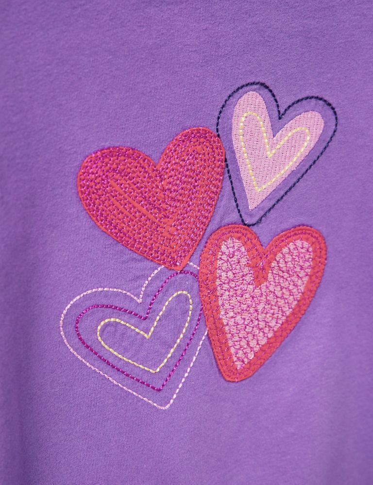 Pure Cotton Heart Embroidered T-Shirt (3-12 Yrs) 4 of 4