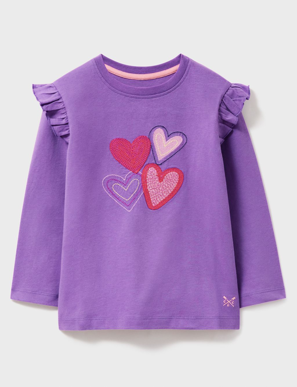Pure Cotton Heart Embroidered T-Shirt (3-12 Yrs) 1 of 4