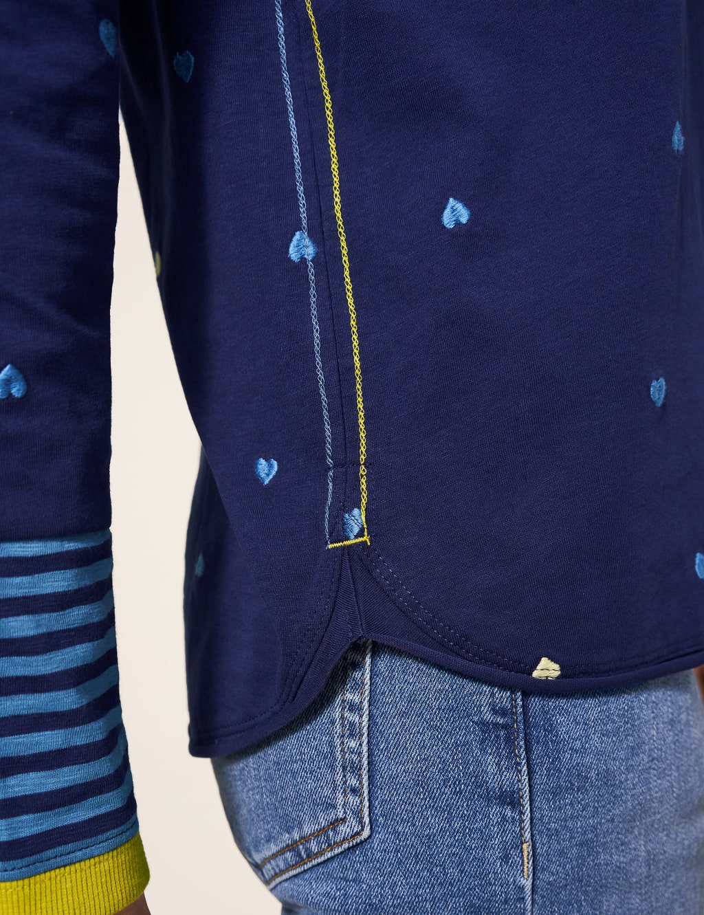 Pure Cotton Heart Embroidered TShirt White Stuff M&S