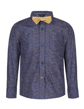 Pure Cotton Heart Print Shirt with Bow Tie Image 2 of 6