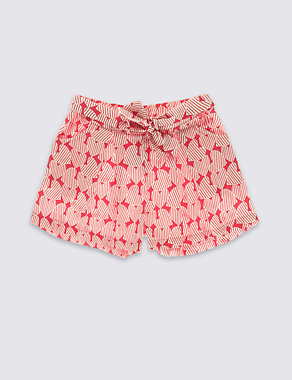 Pure Cotton Heart Print Shorts (5-14 Years) Image 2 of 3