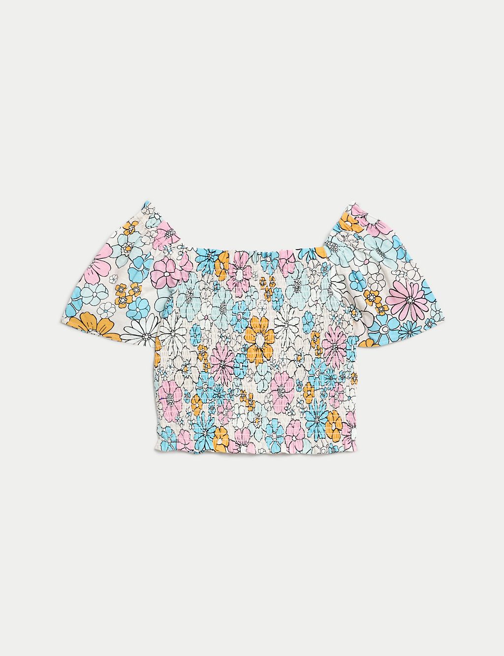 Pure Cotton Heart Shirred Top (6-16 Yrs) 1 of 5