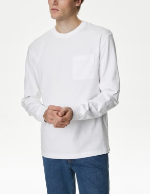 thick white long sleeve t shirt
