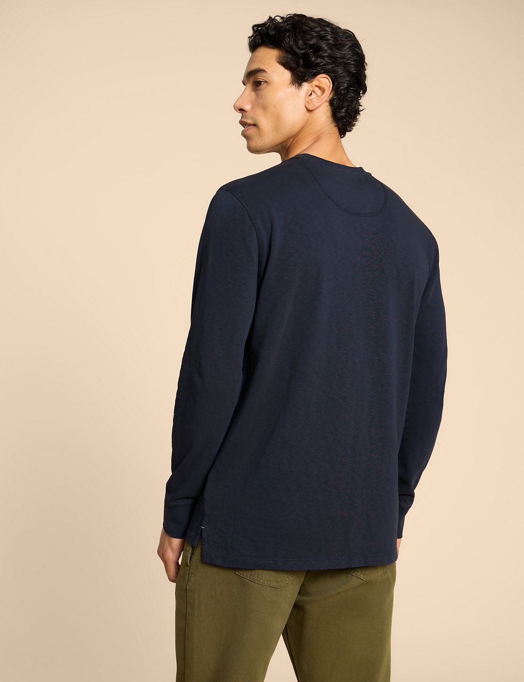 Pure Cotton Henley Long Sleeve T-Shirt 2 of 6