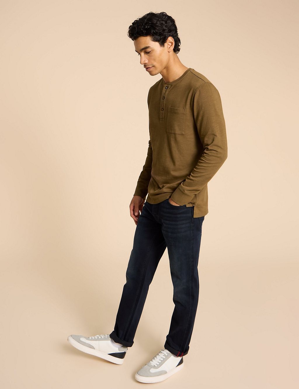 Pure Cotton Henley Long Sleeved T-Shirt 2 of 6