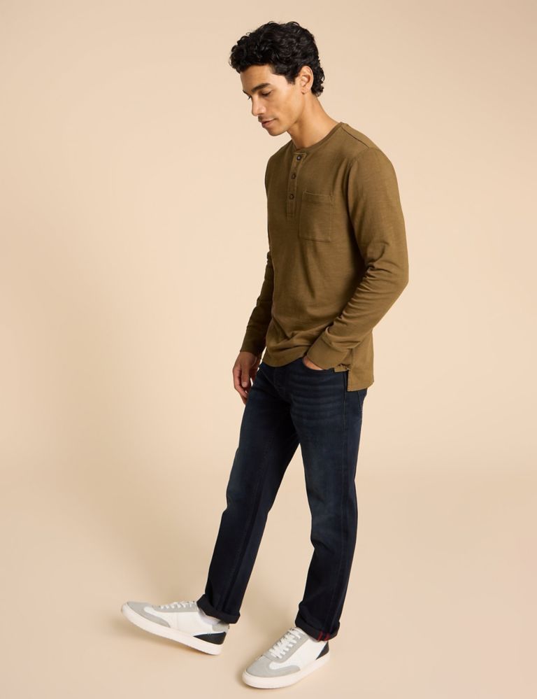 Pure Cotton Henley Long Sleeved T-Shirt 3 of 6